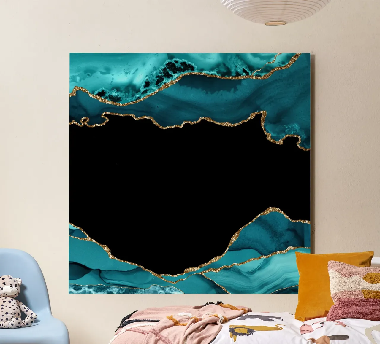 Texture agata verde acqua e oro 17 alluminio dibond da Gemstone Textures