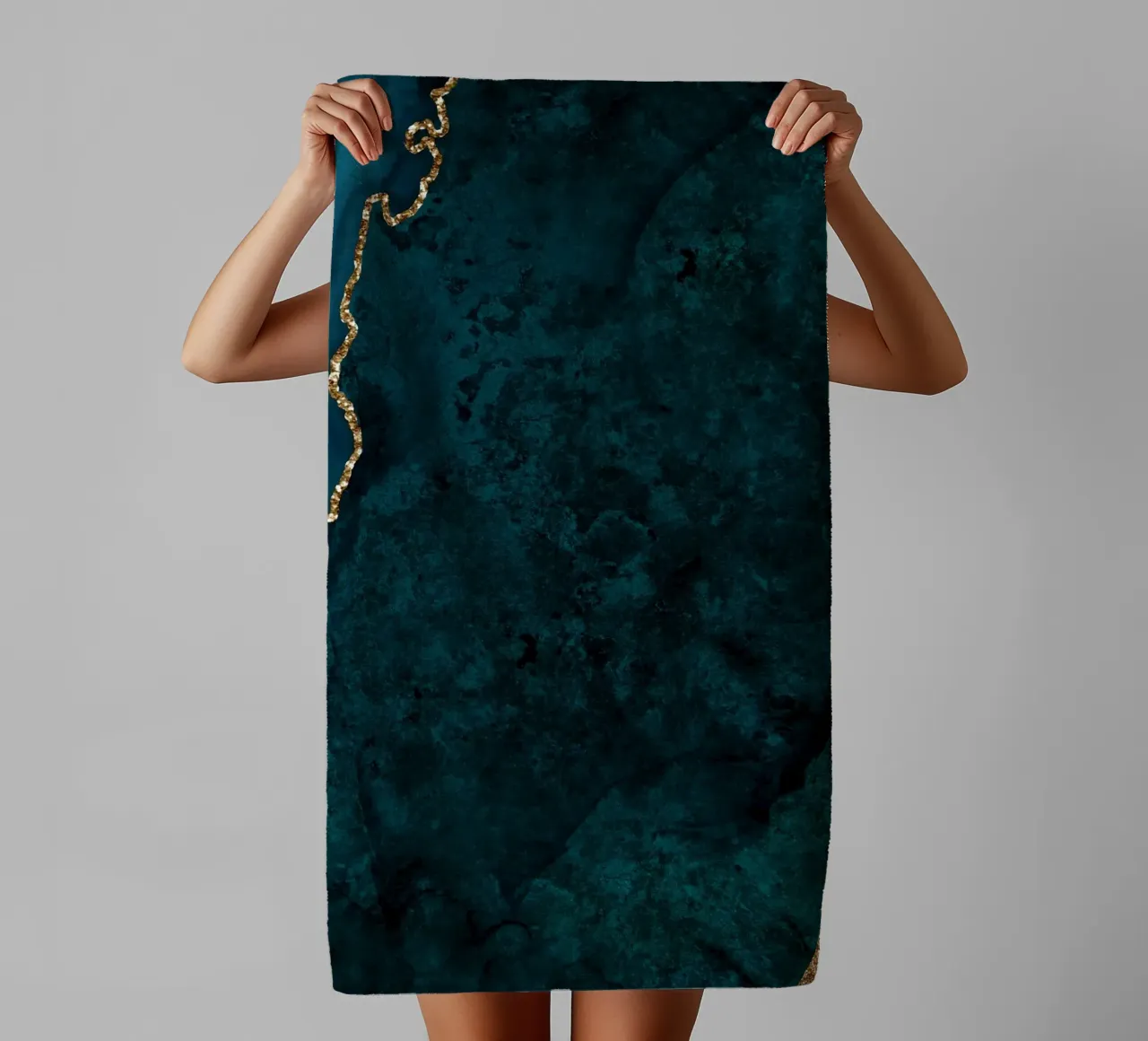Teal & Gold Agate Texture 18 towel by Gemstone Textures