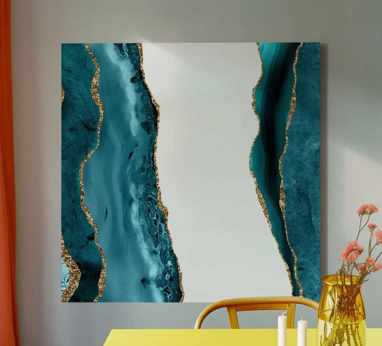 Blaugrün & Gold Achatstruktur 20 Leinwand von Gemstone Textures