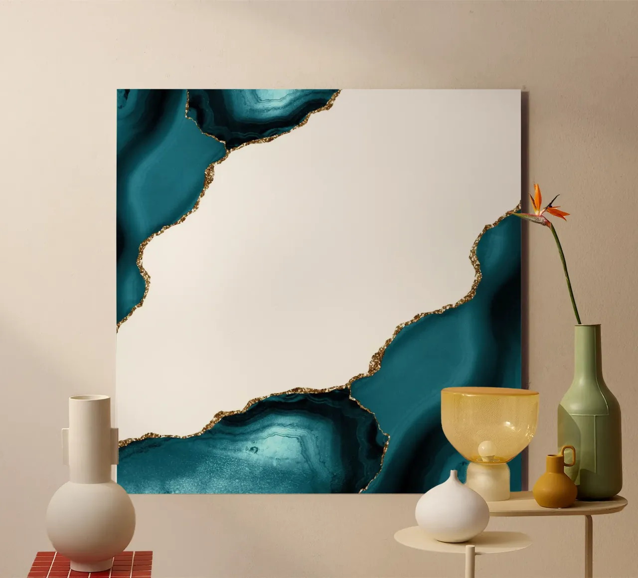 Texture agata oro e verde acqua 22 alluminio dibond da Gemstone Textures