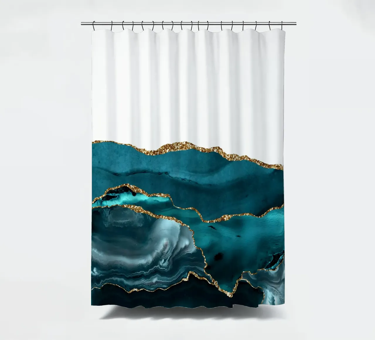 Blaugrün & Gold Achatstruktur 25 Duschvorhang von Gemstone Textures