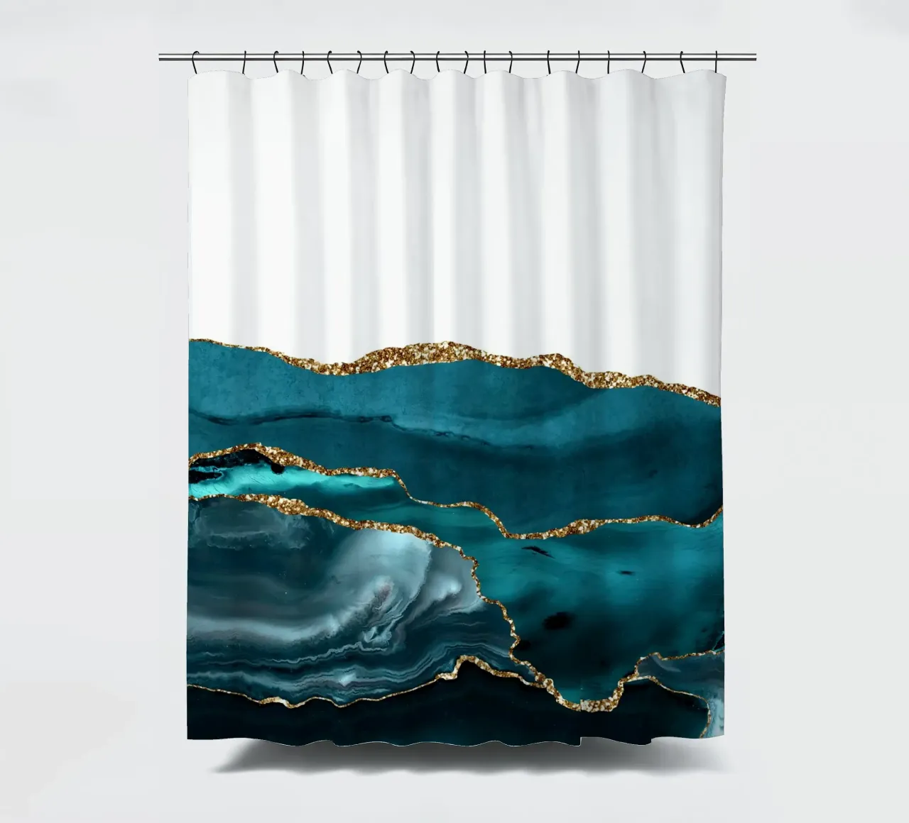 Blaugrün & Gold Achatstruktur 25 Duschvorhang von Gemstone Textures