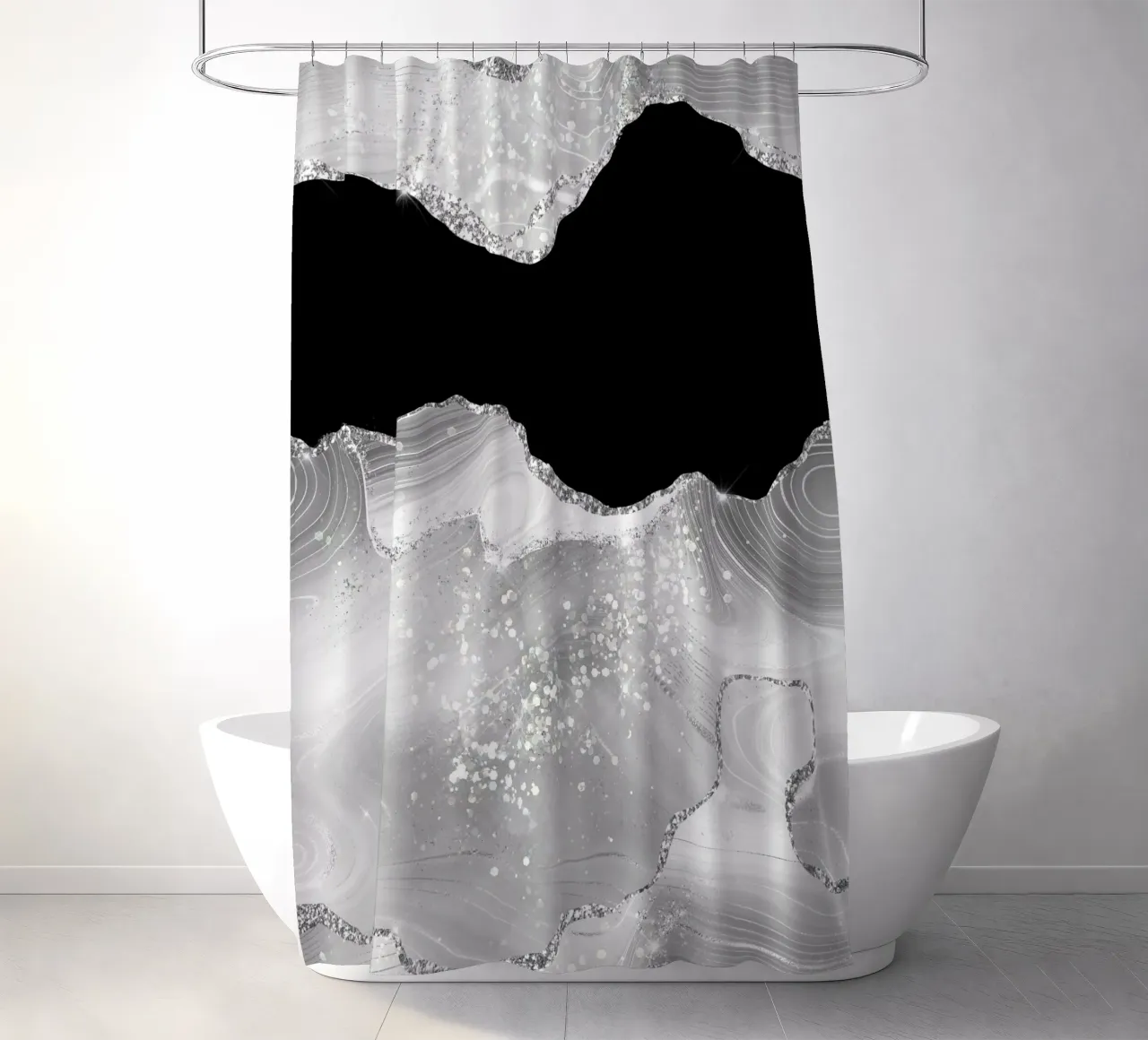 Agata glitterata bianca e argento Texture 02 tenda da doccia da Gemstone Textures