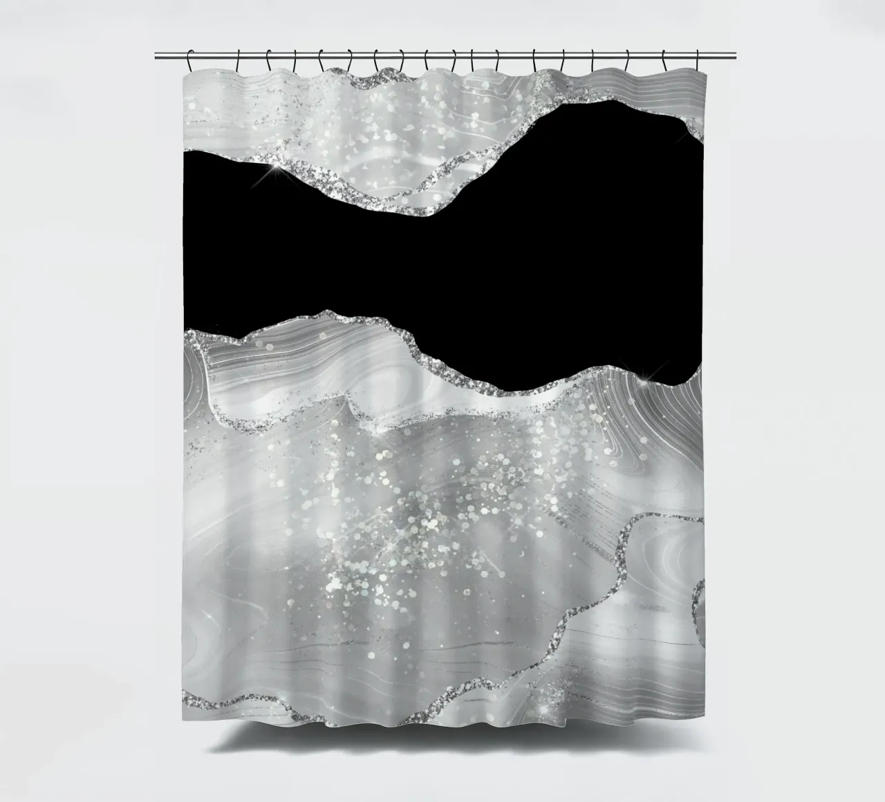 Agata glitterata bianca e argento Texture 02 tenda da doccia da Gemstone Textures