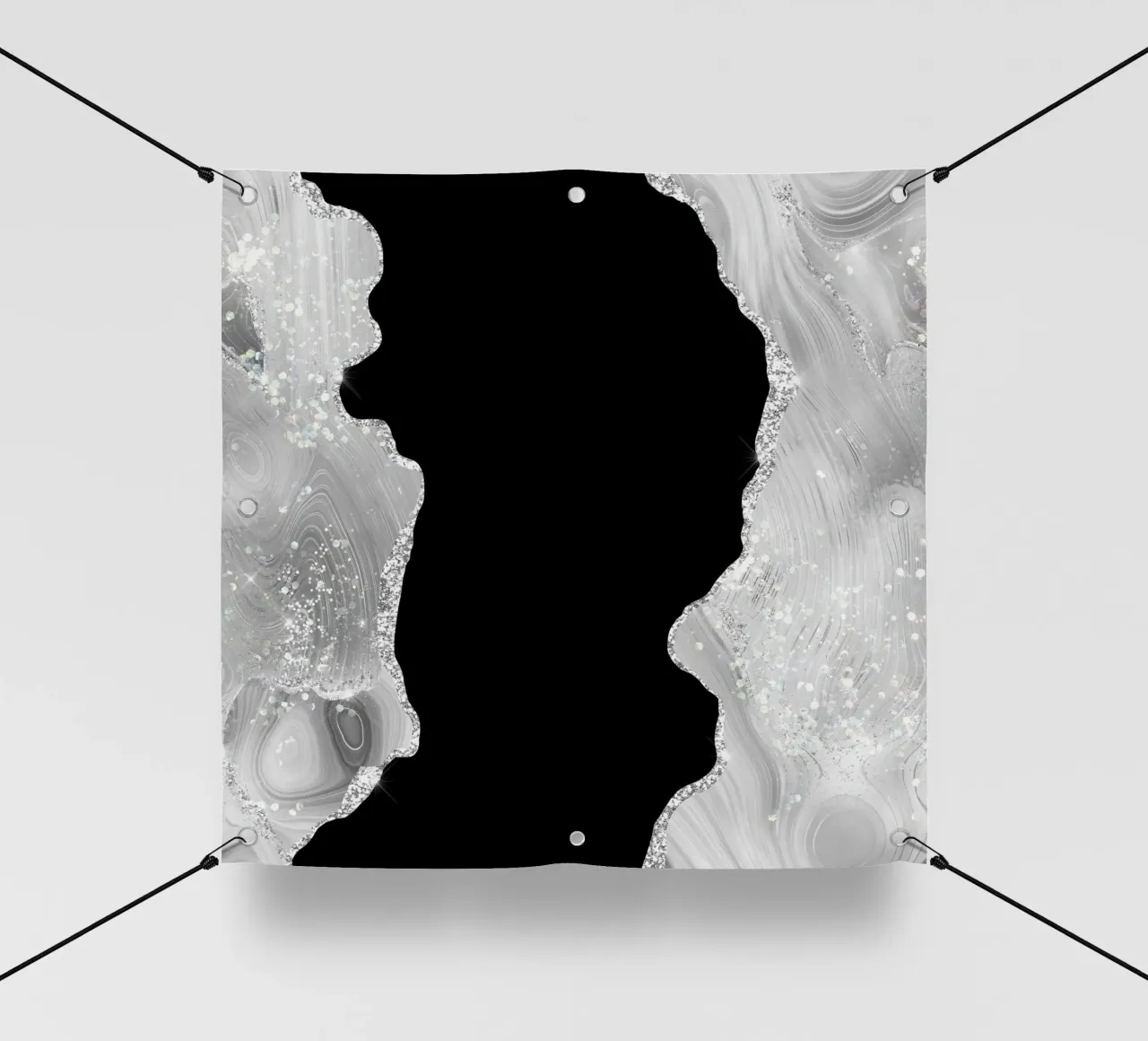 Texture Agata Glitterata Bianca e Argento 03 telo in pvc da Gemstone Textures