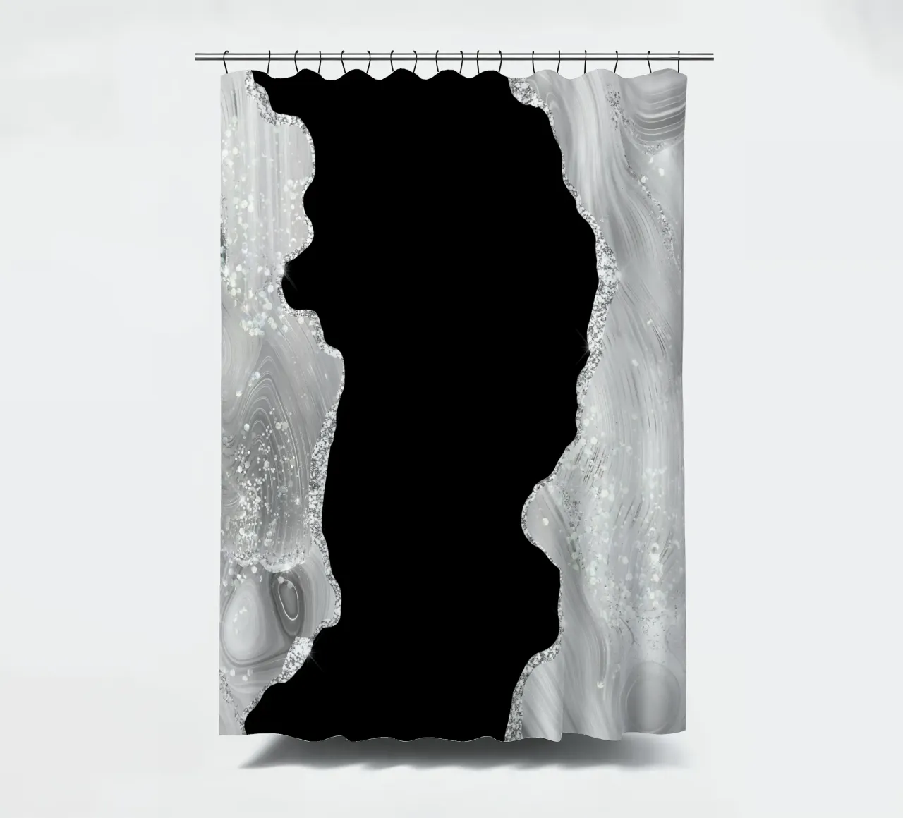 Texture Agata Glitterata Bianca e Argento 03 tenda da doccia da Gemstone Textures