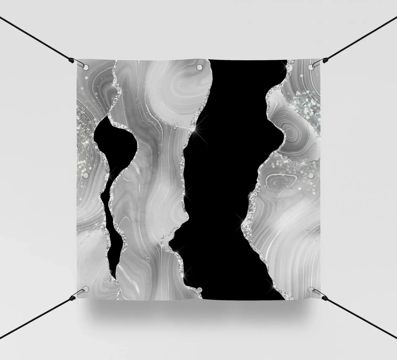 Texture Agata Glitterata Bianca e Argento 04 telo in pvc da Gemstone Textures