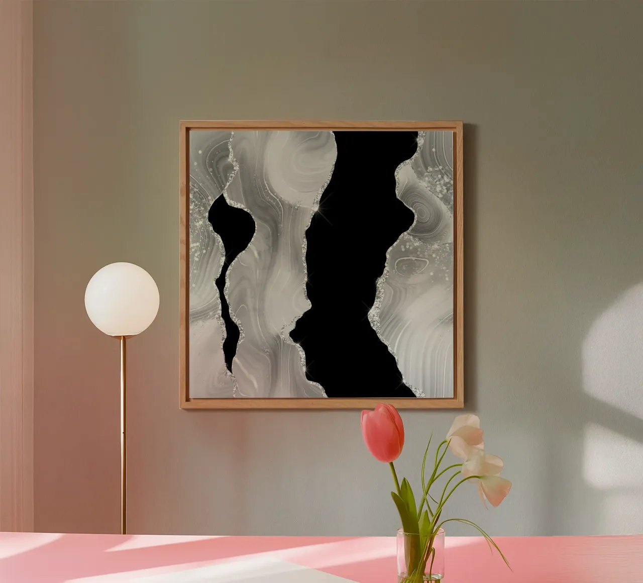 Texture Agata Glitterata Bianca e Argento 04 pannello forex da Gemstone Textures