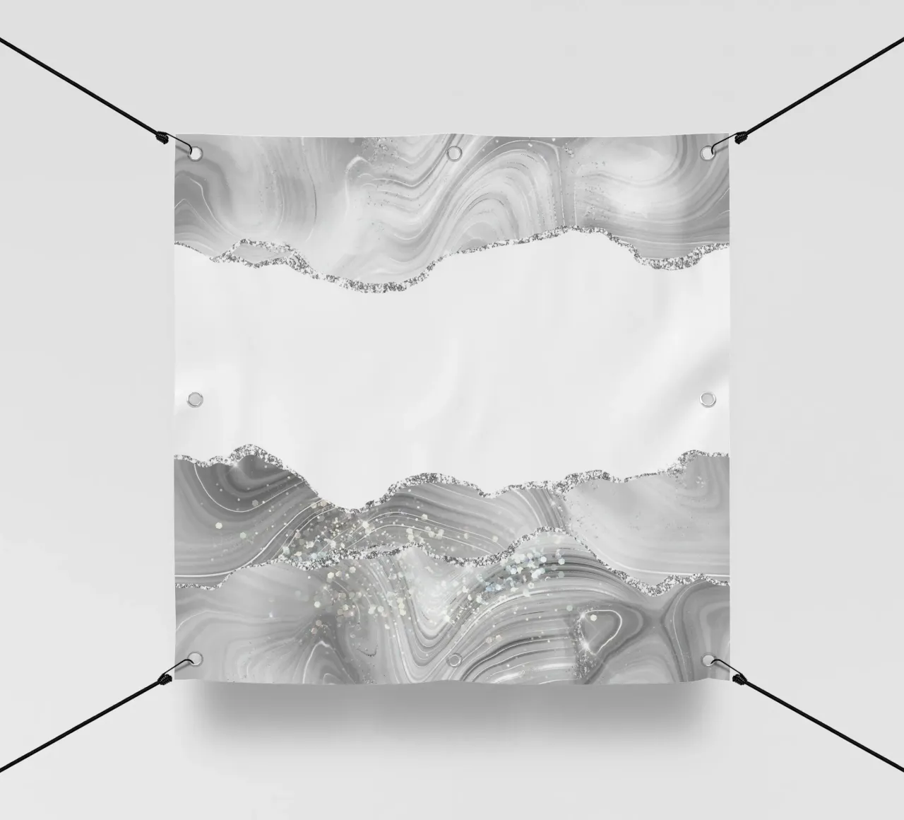 Weißer & silberner Glitzerachat Textur 05 PVC Plane von Gemstone Textures
