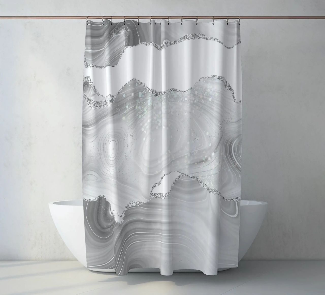 Agata glitterata bianca e argento Texture 06 tenda da doccia da Gemstone Textures