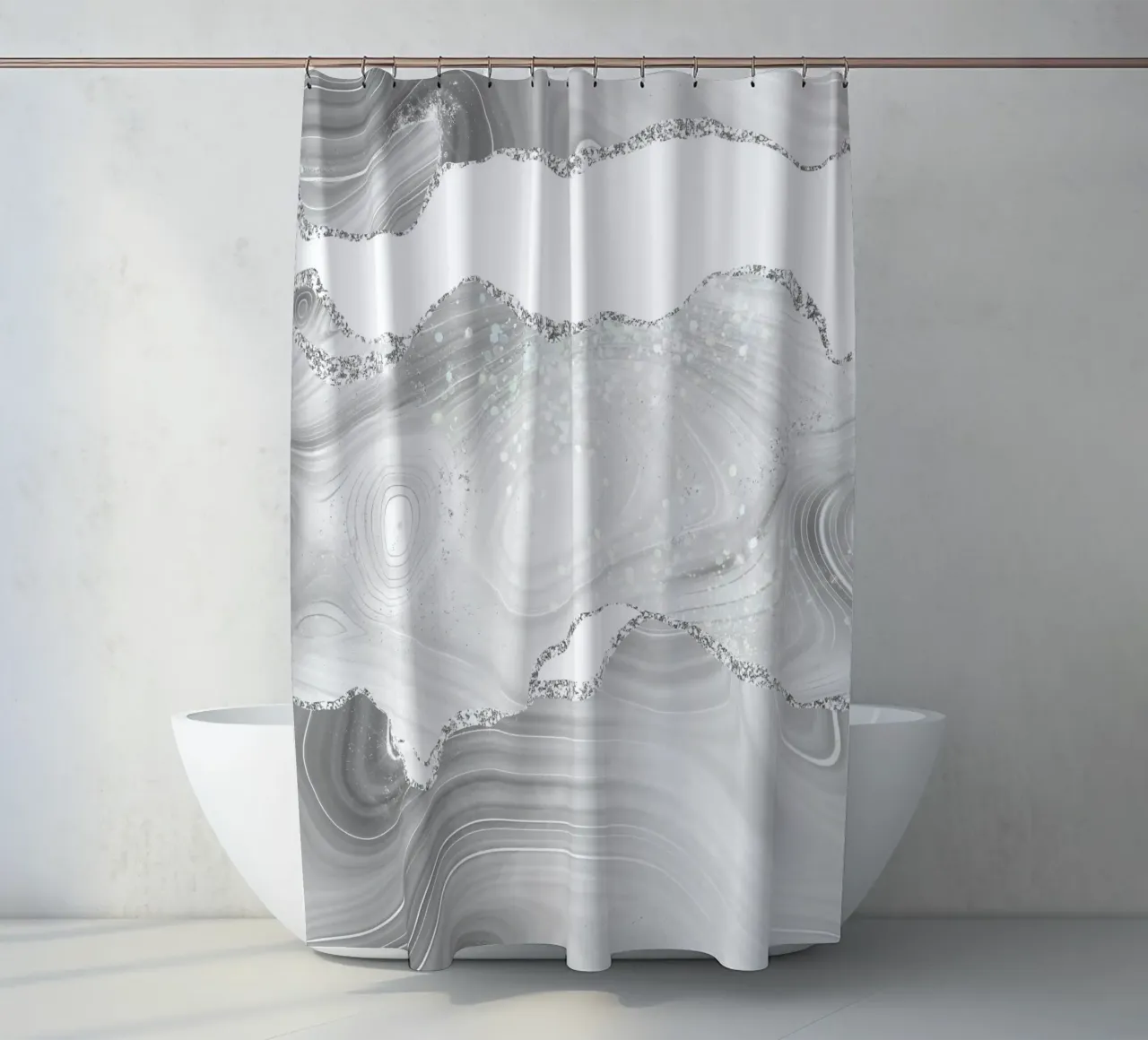 Agata glitterata bianca e argento Texture 06 tenda da doccia da Gemstone Textures