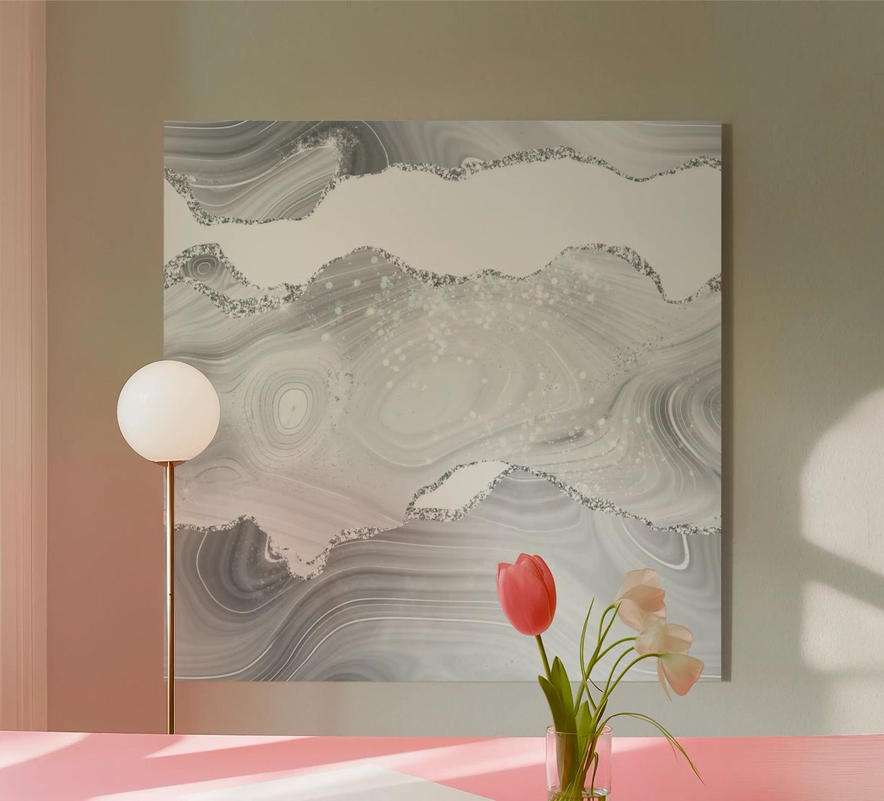 Agata glitterata bianca e argento Texture 06 plexiglass da Gemstone Textures