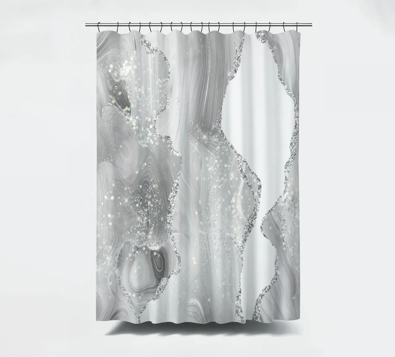 Agata glitterata bianca e argento Texture 07 tenda da doccia da Gemstone Textures