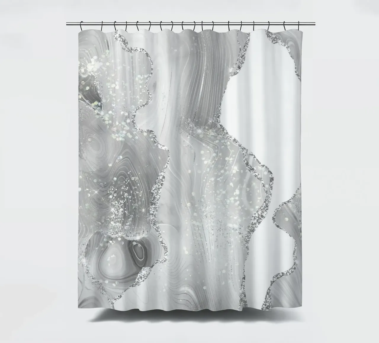 Agata glitterata bianca e argento Texture 07 tenda da doccia da Gemstone Textures