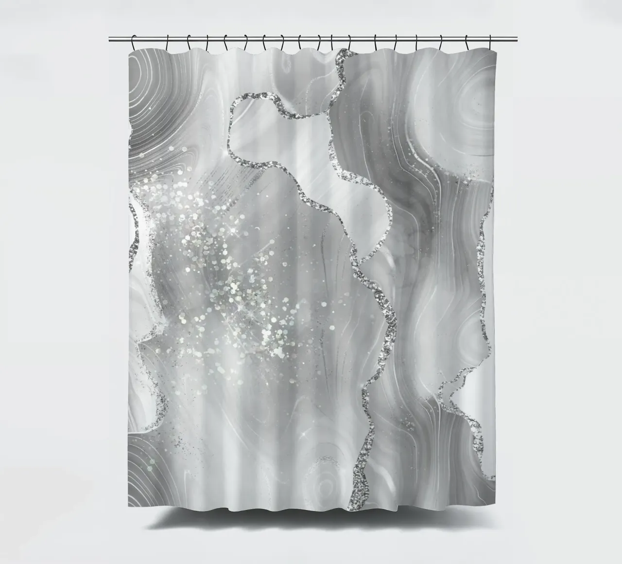 Agata glitterata bianca e argento Texture 08 tenda da doccia da Gemstone Textures