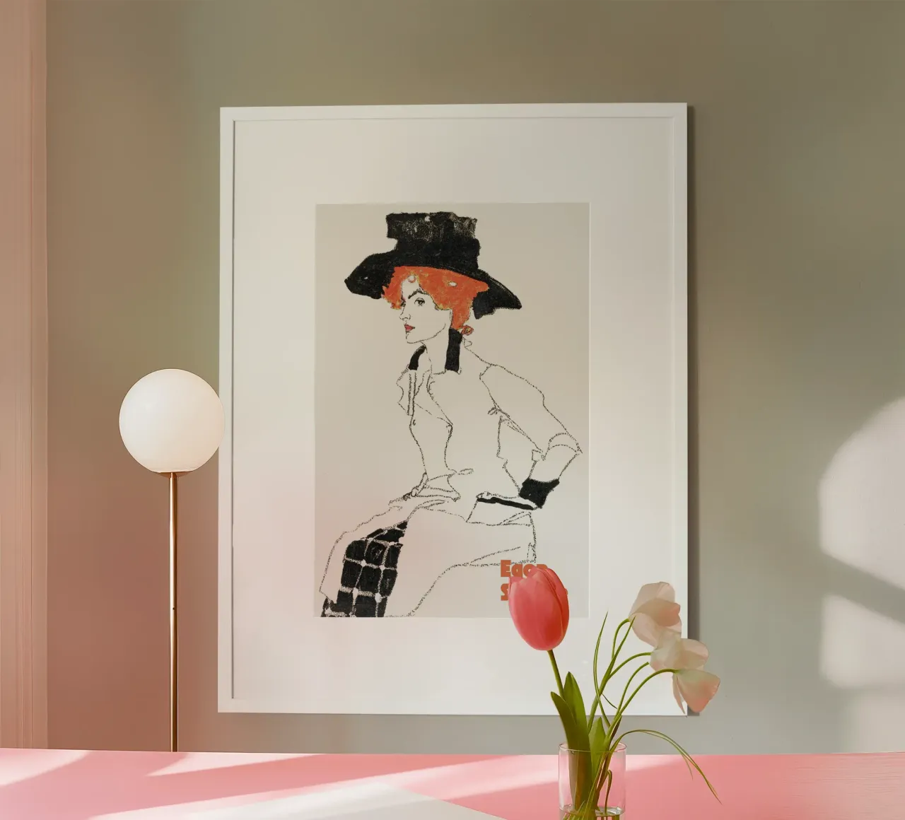 Egon Schiele - Portrait of a Woman poster con telaio in alluminio da Second Canvas