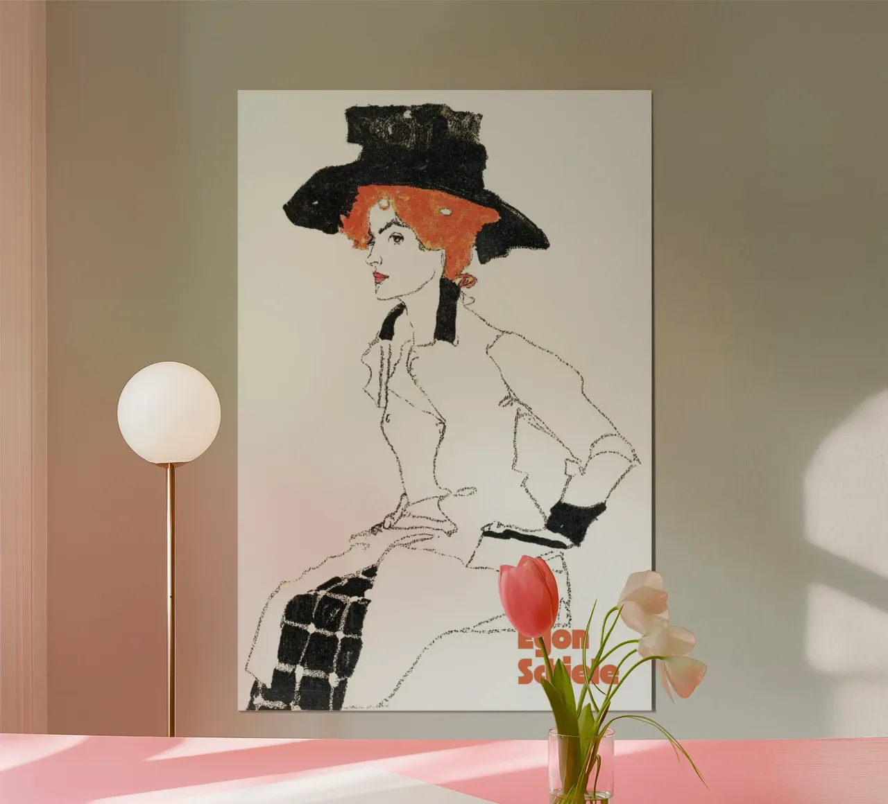 Egon Schiele - Portrait of a Woman poster con telaio in alluminio da Second Canvas
