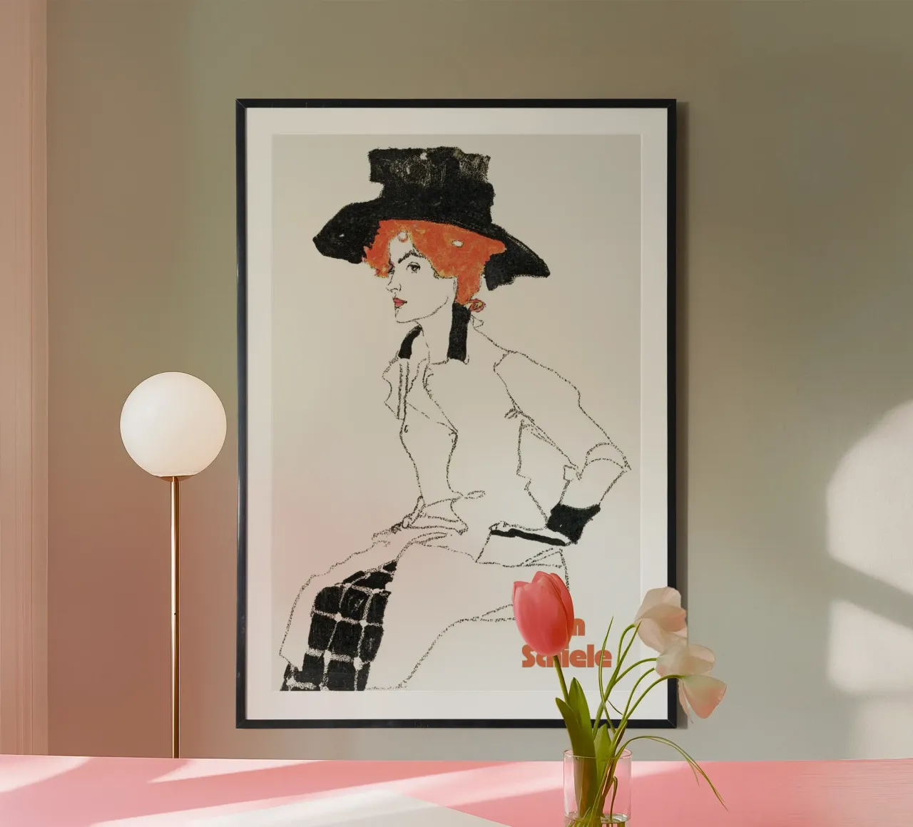 Egon Schiele - Portrait of a Woman poster con telaio in alluminio da Second Canvas