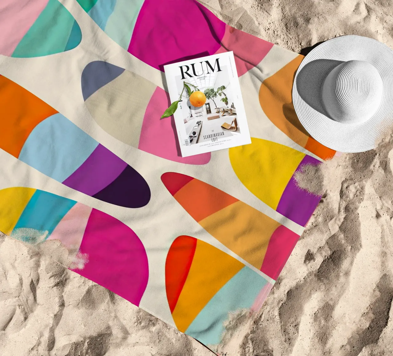 Pietre astratte a strisce colorate | Pittura digitale telo mare da Autofocus