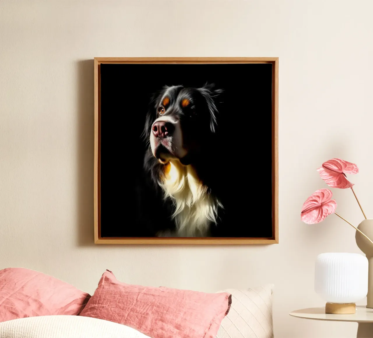 Beautiful Bernese Mountain Dog #178 canvas with Floater frame by Yumis.Beargang.and.Me
