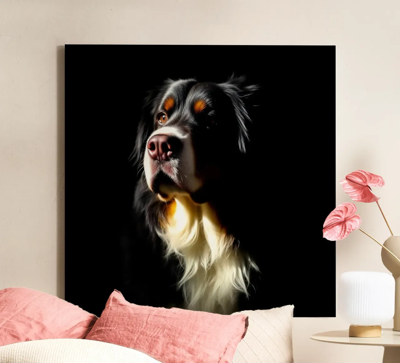 Beautiful Bernese Mountain Dog #178 canvas with Floater frame by Yumis.Beargang.and.Me
