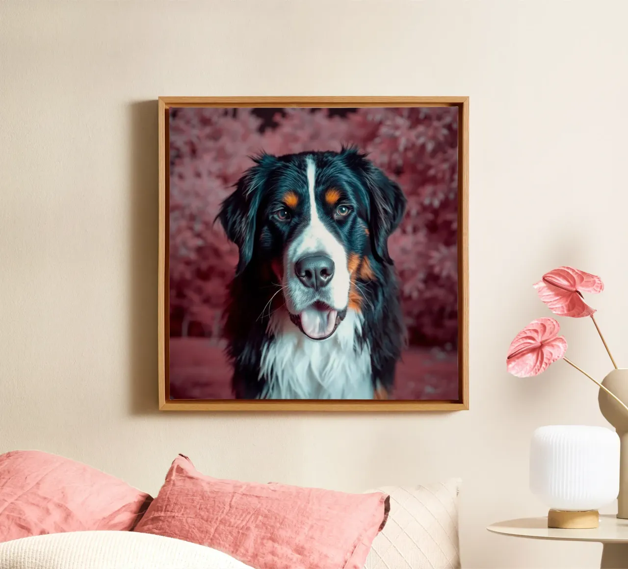Beautiful Bernese Mountain Dog #179 canvas with Floater frame by Yumis.Beargang.and.Me