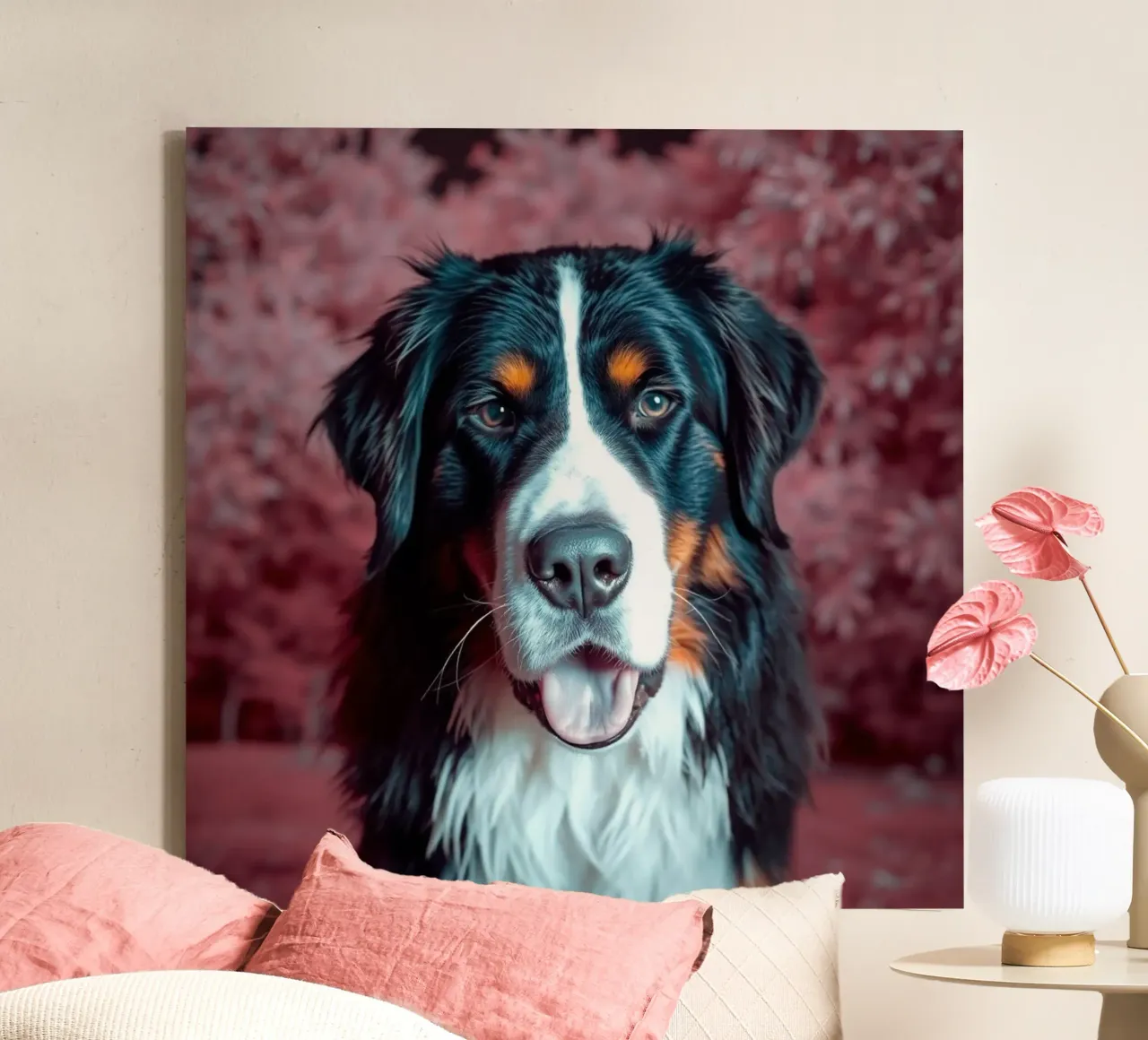 Beautiful Bernese Mountain Dog #179 canvas with Floater frame by Yumis.Beargang.and.Me