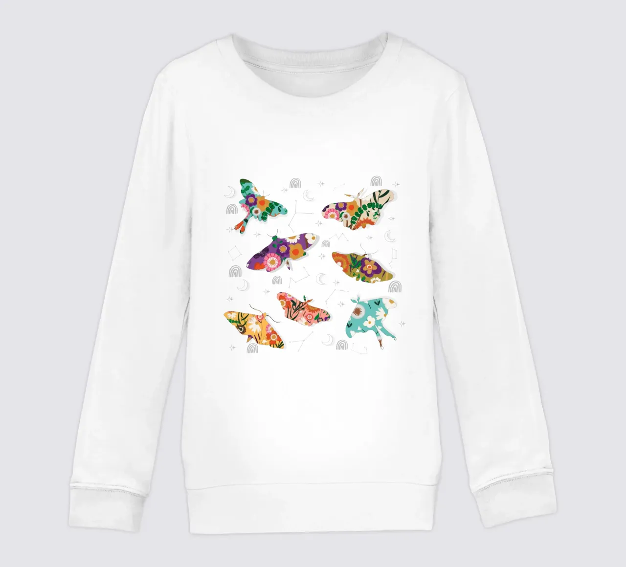 Falene cosmiche floreali - Boho Arancione celeste felpa bambino da susanacosta