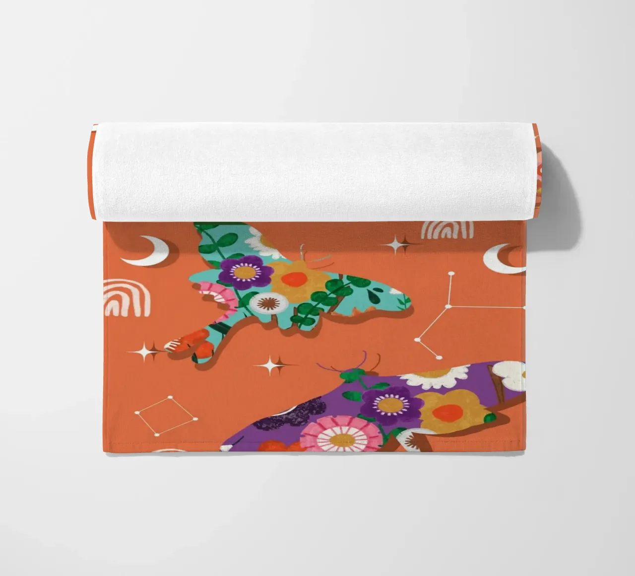 Falene cosmiche floreali - Boho Arancione celeste telo mare da susanacosta