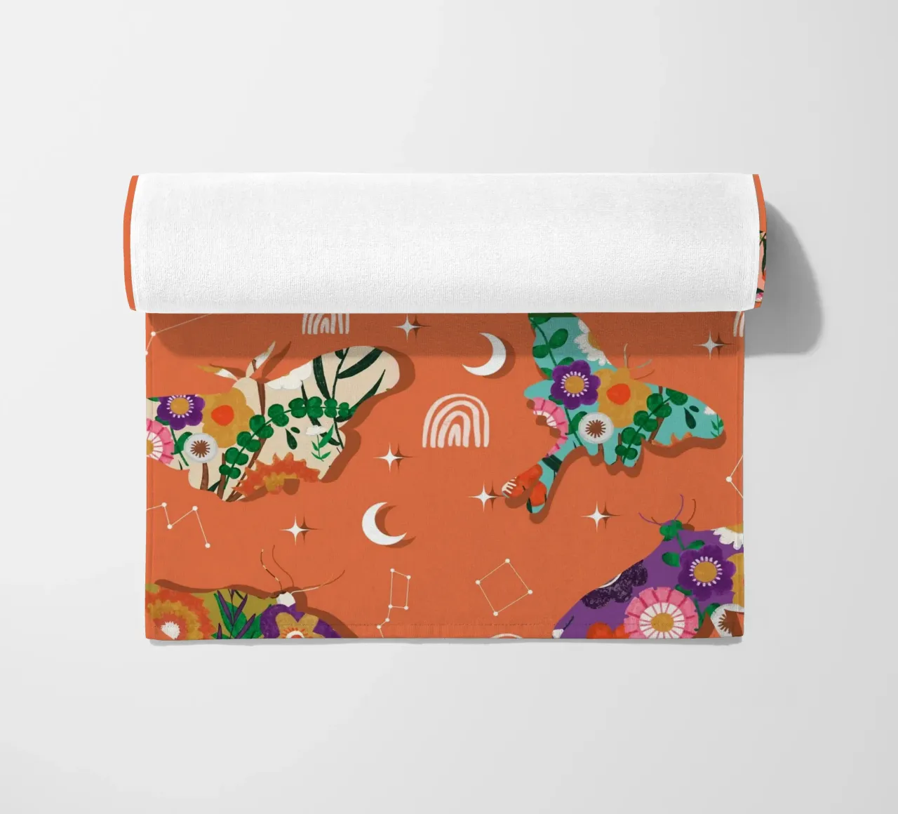 Falene cosmiche floreali - Boho Arancione celeste telo mare da susanacosta