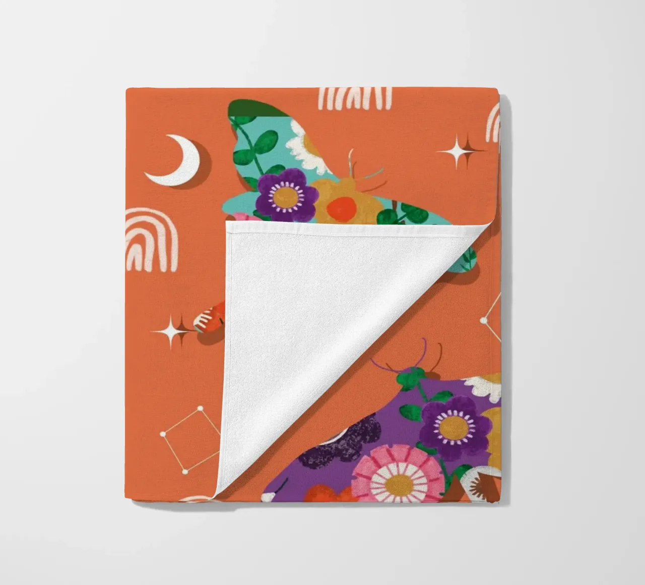 Falene cosmiche floreali - Boho Arancione celeste telo mare da susanacosta