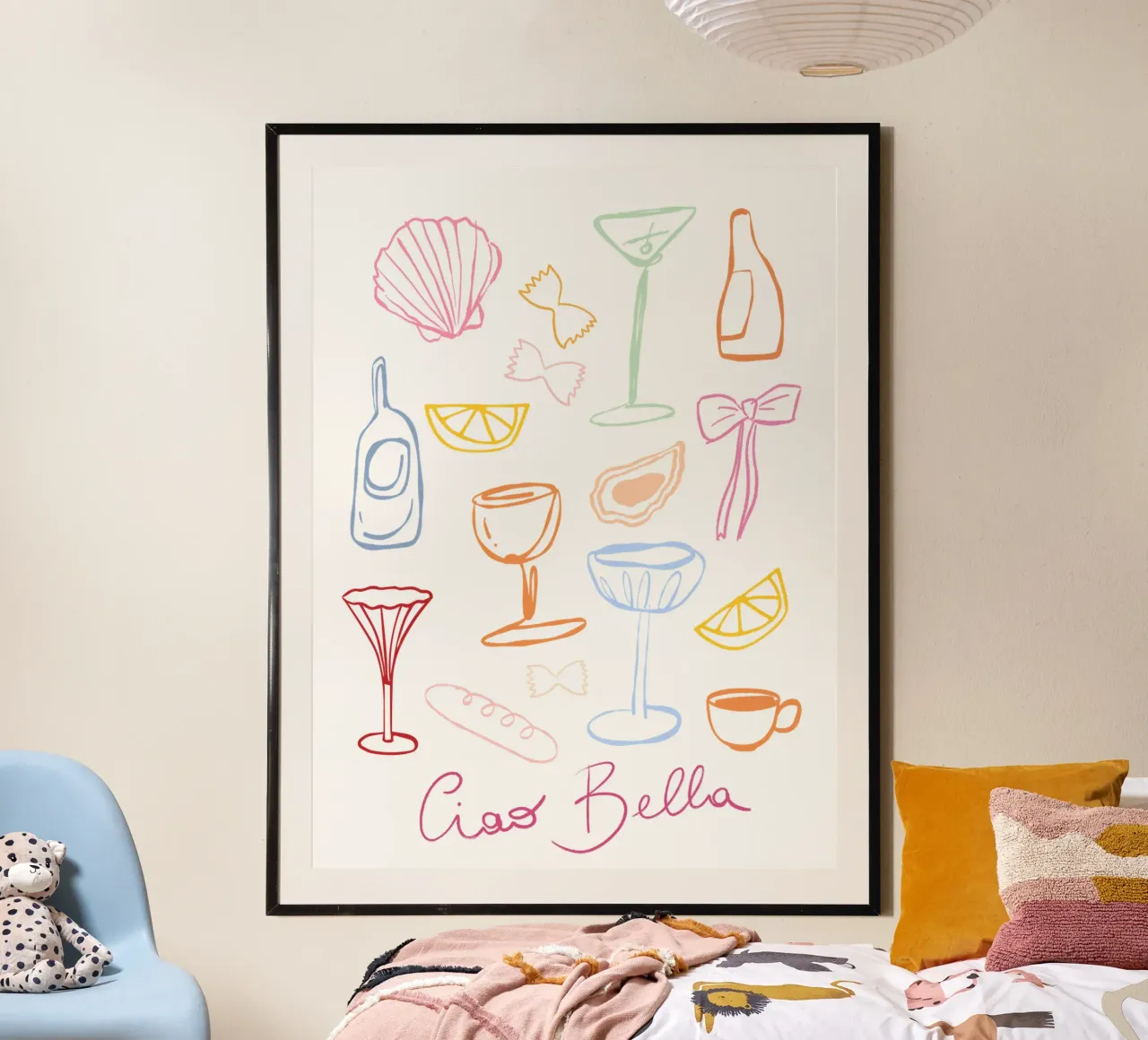 Ciao bella, Icone d'Italia, Arte colorata poster da DolceVita