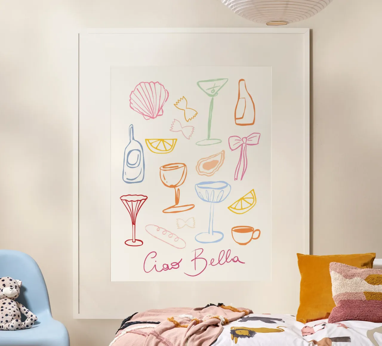 Ciao bella, Icone d'Italia, Arte colorata poster da DolceVita
