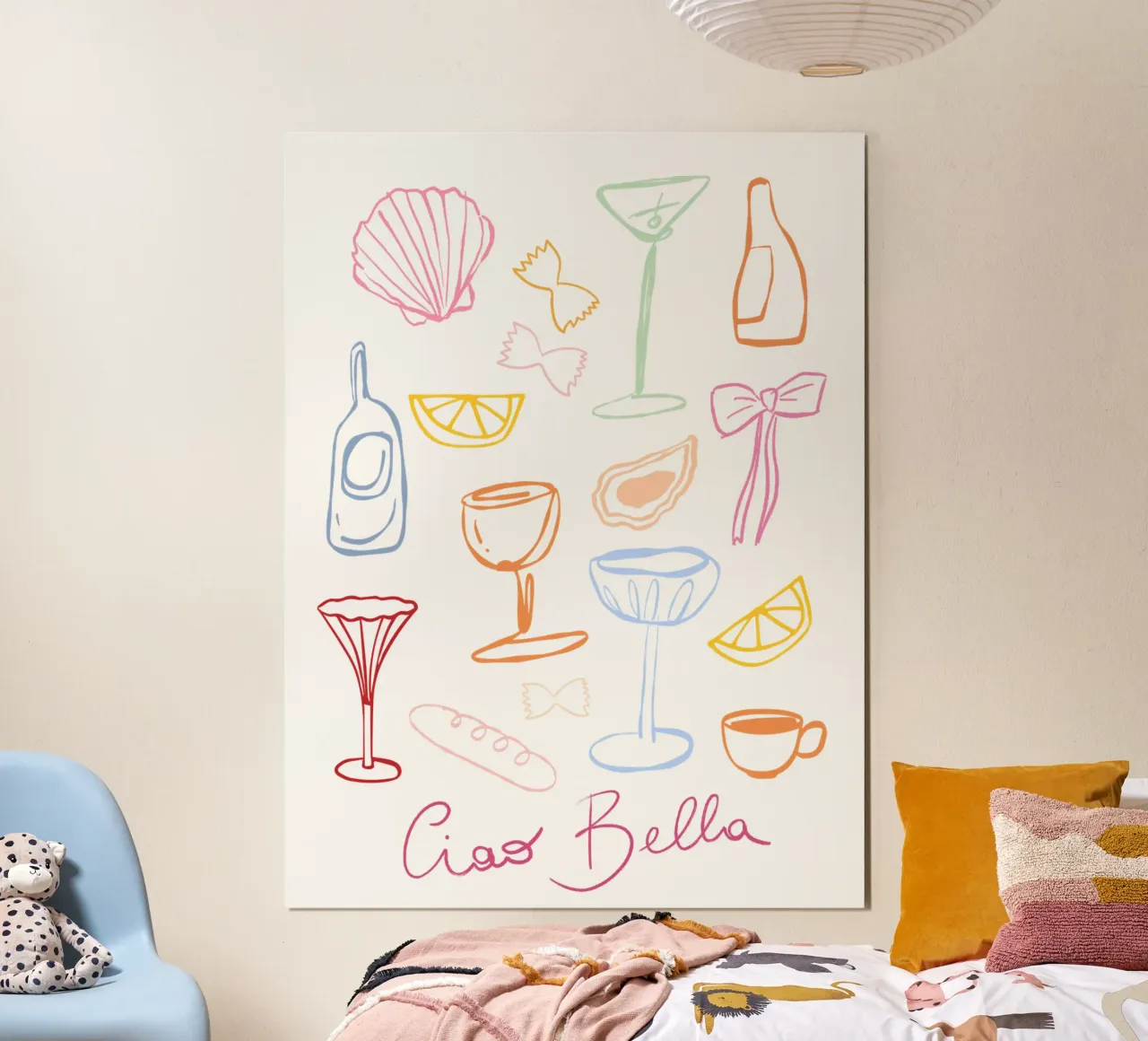 Ciao bella, Icone d'Italia, Arte colorata poster da DolceVita