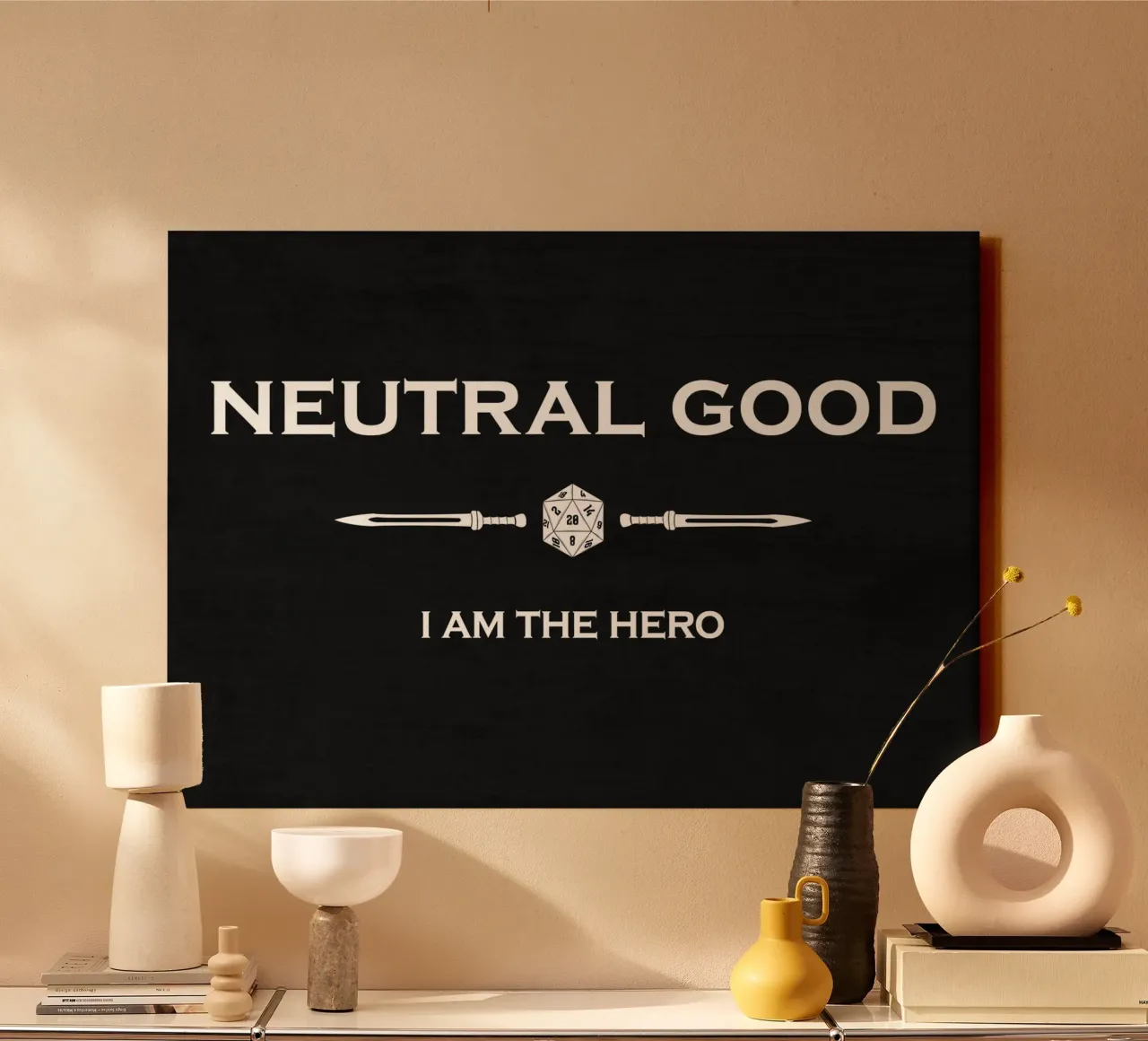Neutro buono - Io sono l'eroe tela da pixelbull - medieval art and more