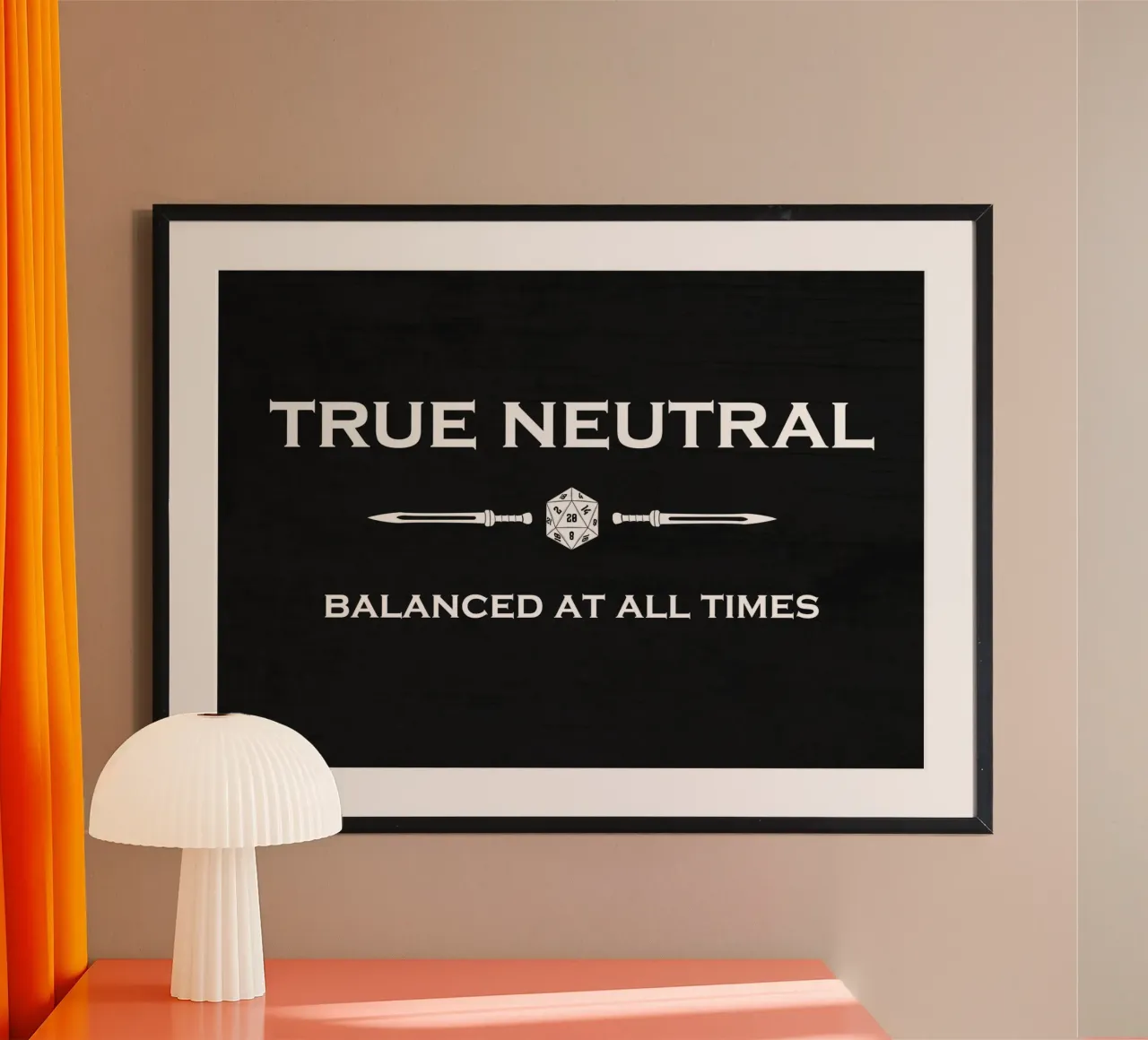 Verdaderamente neutral: equilibrado en todo momento poster con marco de madera de pixelbull - medieval art and more
