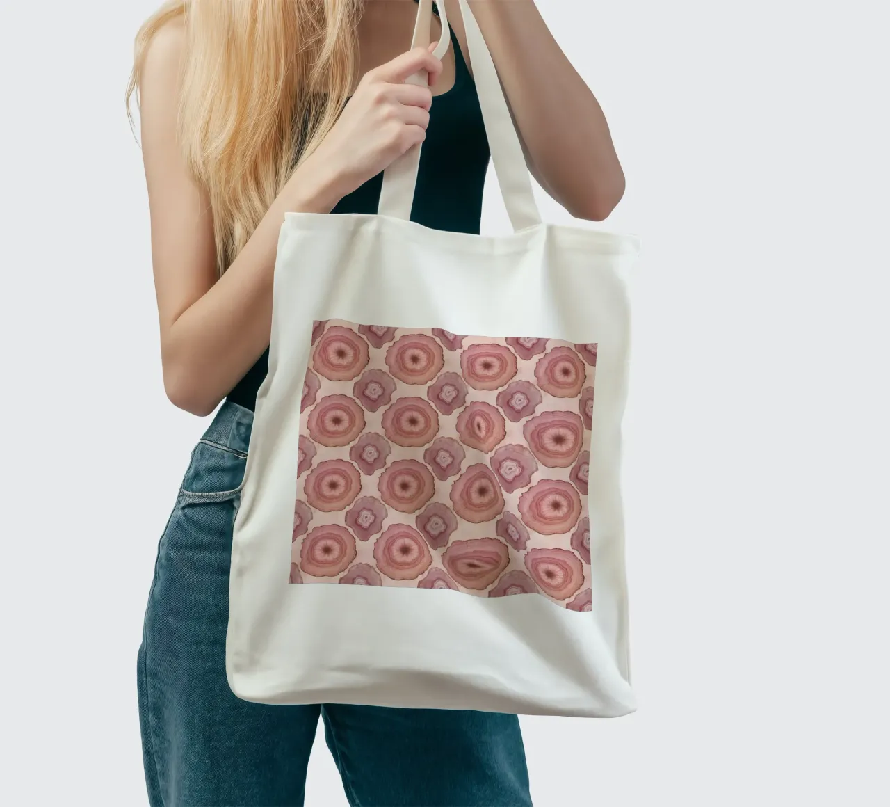 Agata rosa modello 02 borsa in juta da Gemstone Textures