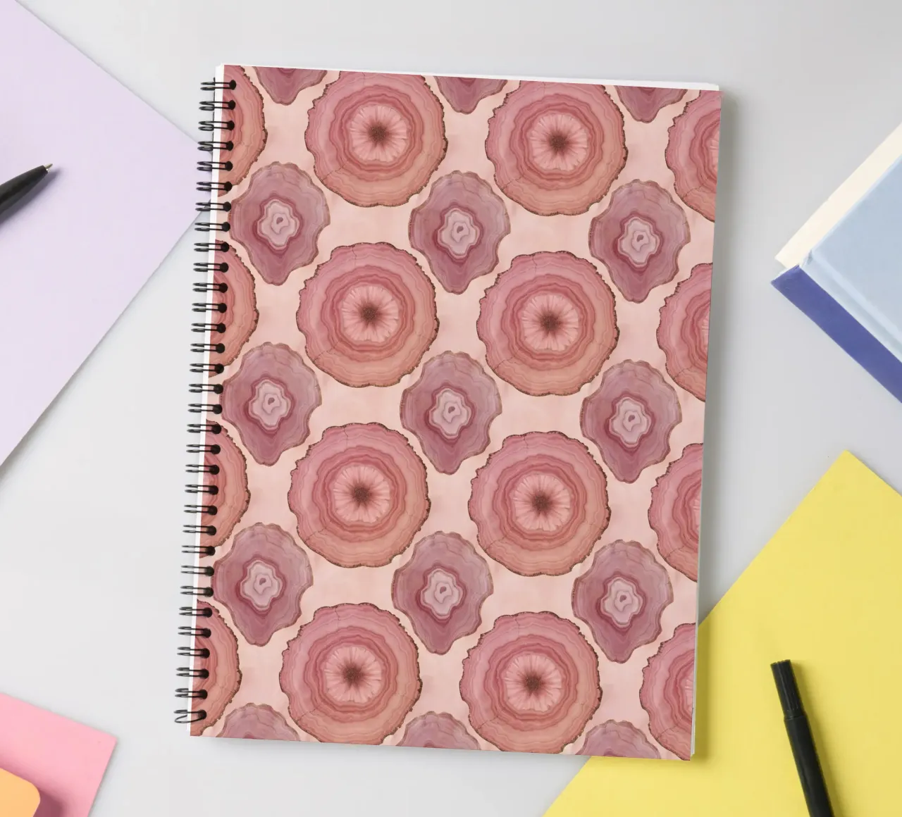Pink Agate Pattern 02 spiral notebook by Gemstone Textures