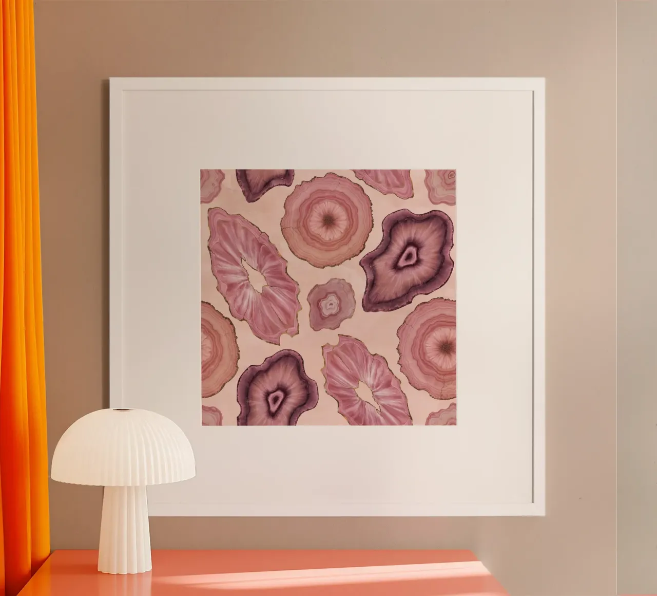 Modello di agata rosa 11 poster con telaio in alluminio da Gemstone Textures