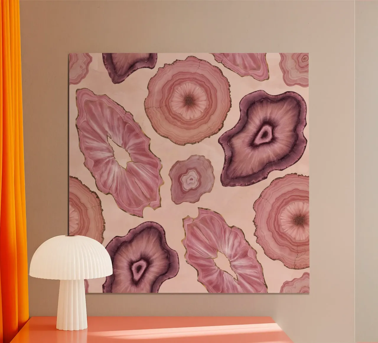 Modello di agata rosa 11 poster con telaio in alluminio da Gemstone Textures