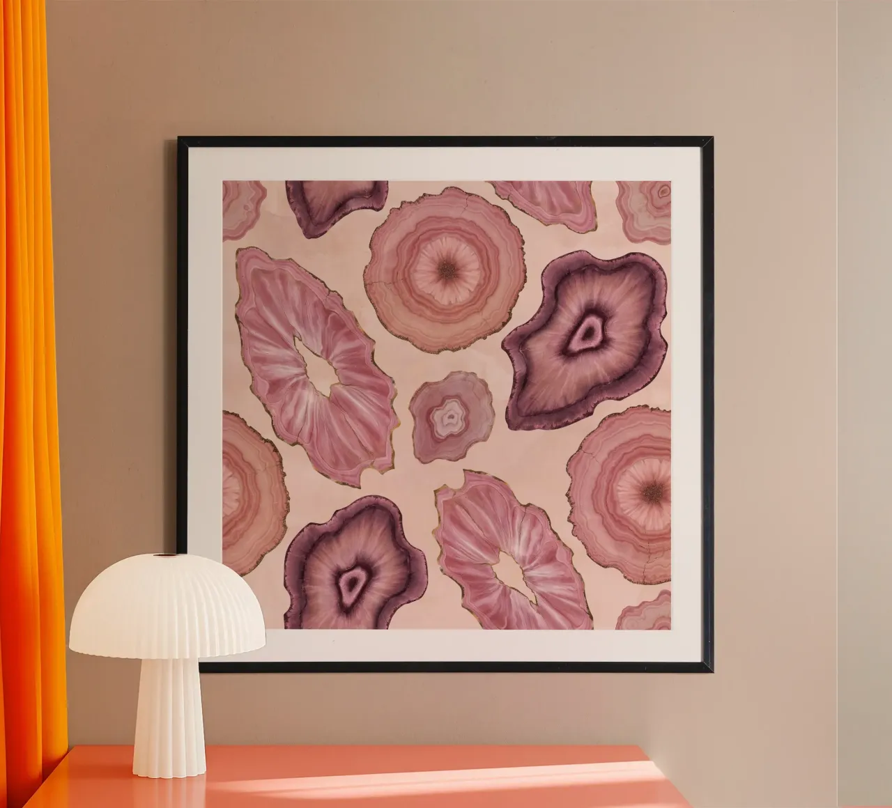 Modello di agata rosa 11 poster con telaio in alluminio da Gemstone Textures