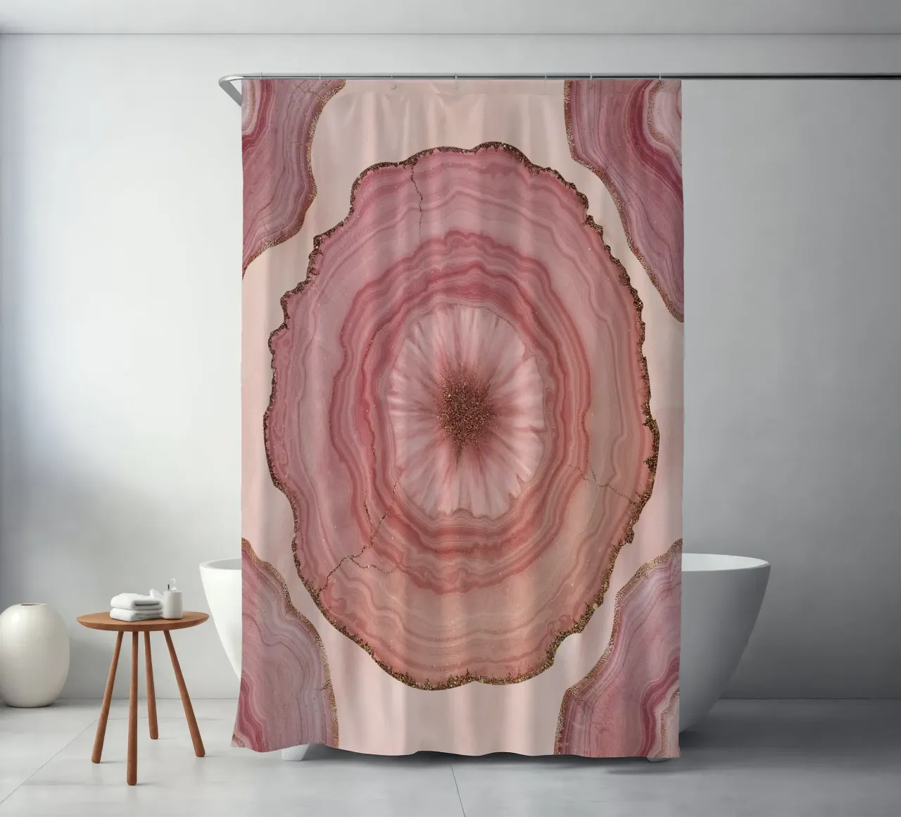 Pink Agate Pattern 12 shower curtain by Gemstone Textures