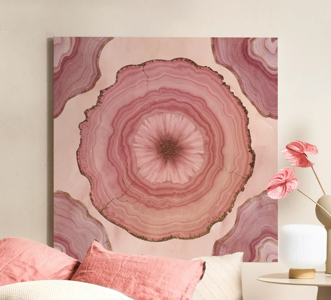 Pink Agate Pattern 12 canvas with Floater frame by Gemstone Textures