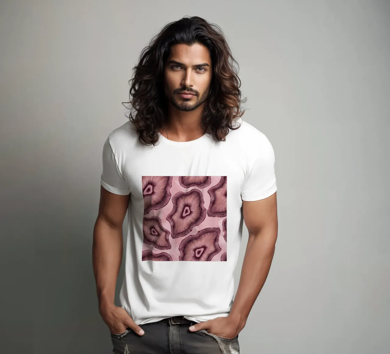 Pink Agate Pattern Tile 03 t-shirt by Gemstone Textures