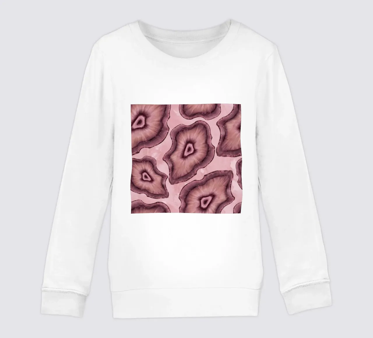 Pink Agate Pattern Tile 03 kids sweatshirt by Gemstone Textures