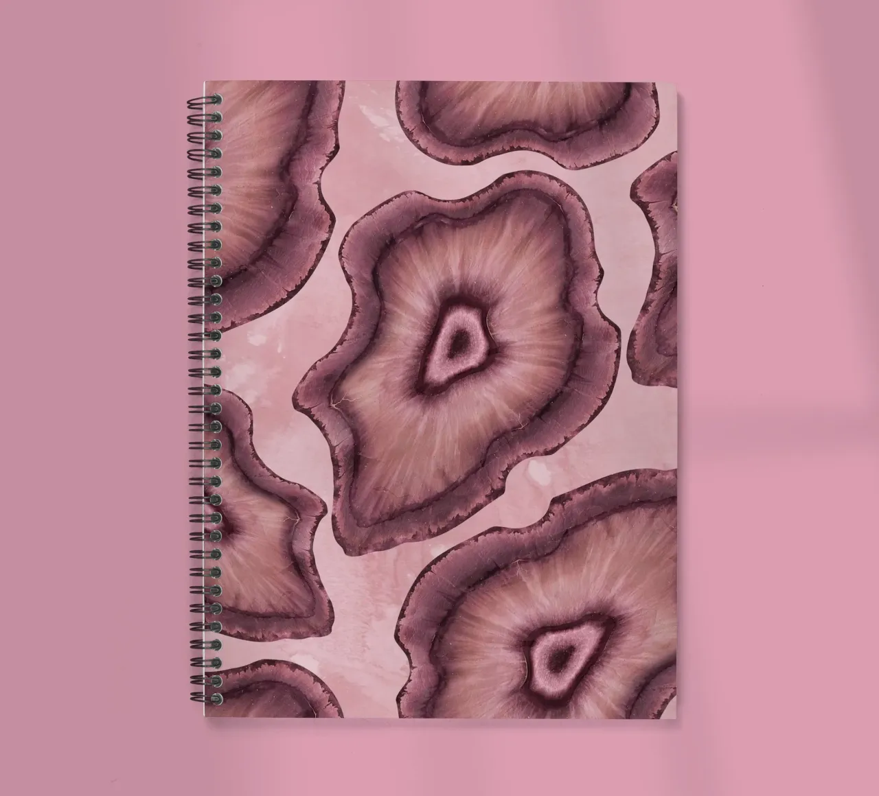 Pink Agate Pattern Tile 03 spiral notebook by Gemstone Textures