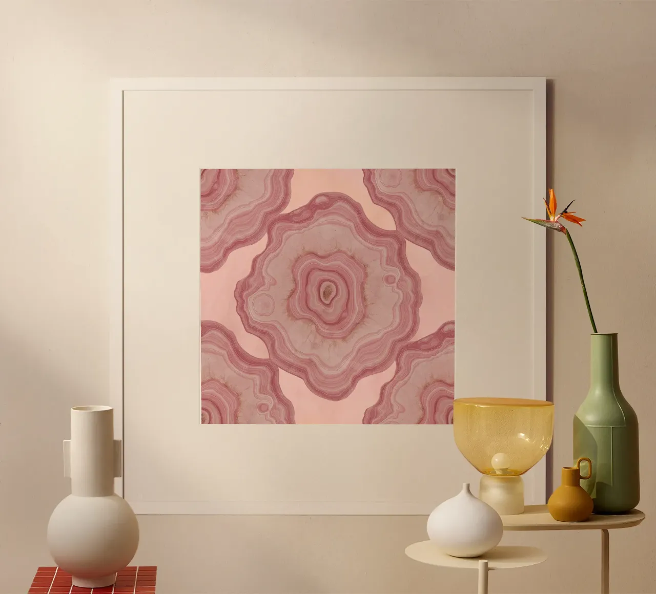 Modello di agata rosa 14 poster con telaio in plastica da Gemstone Textures