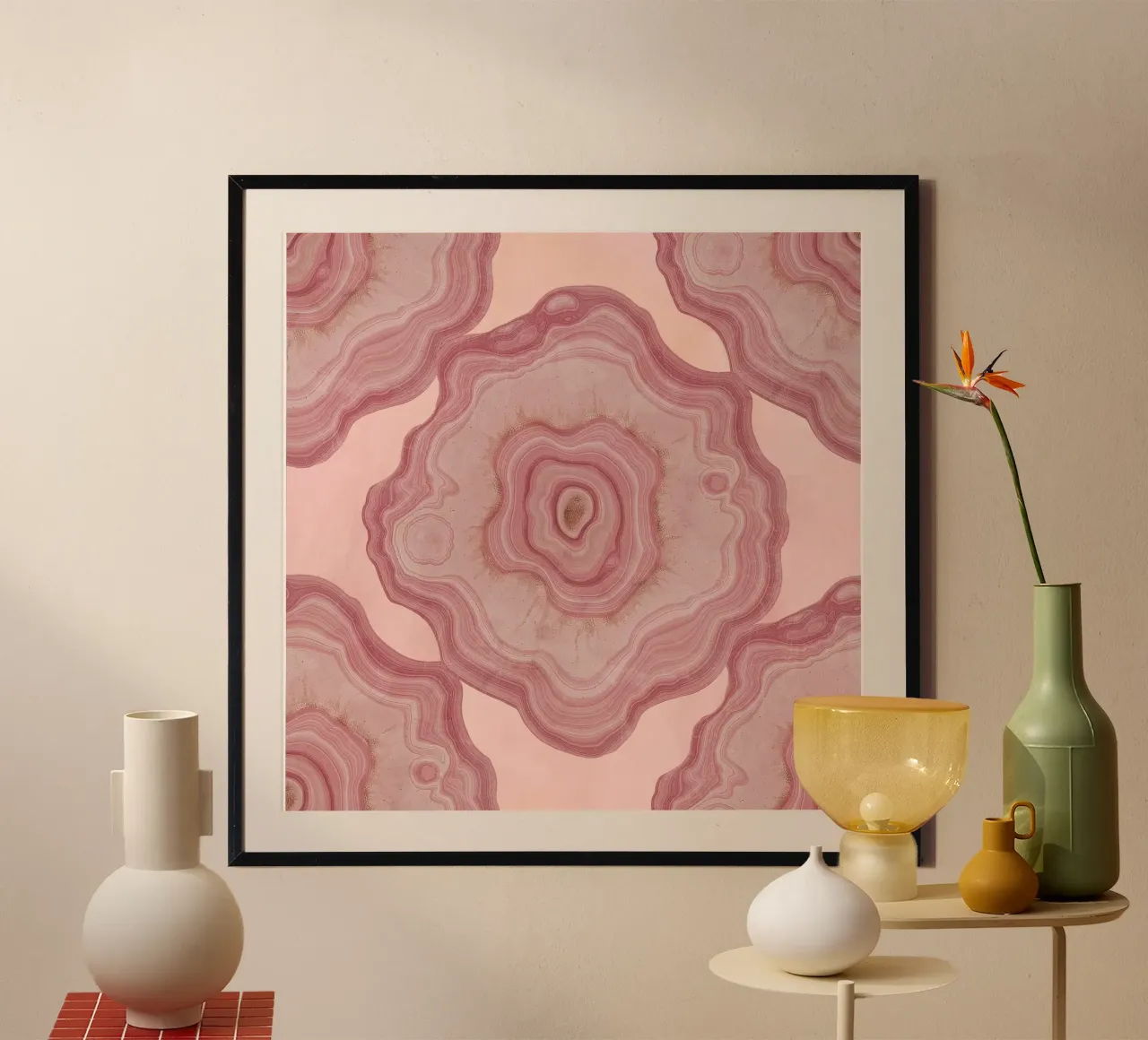Modello di agata rosa 14 poster con telaio in plastica da Gemstone Textures