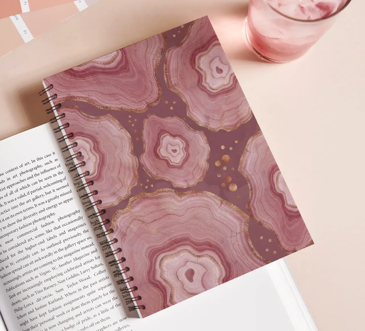Pink Agate Pattern 16 spiral notebook by Gemstone Textures