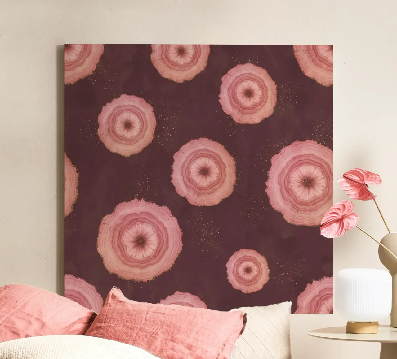 Pink Agate Pattern 17 canvas by Gemstone Textures